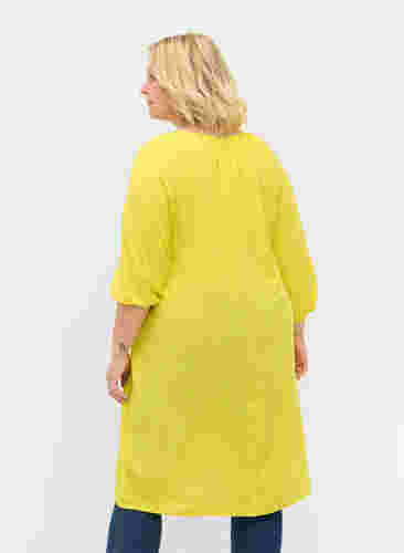 Viscose jurk met v-hals , Blazing Yellow, Model image number 1