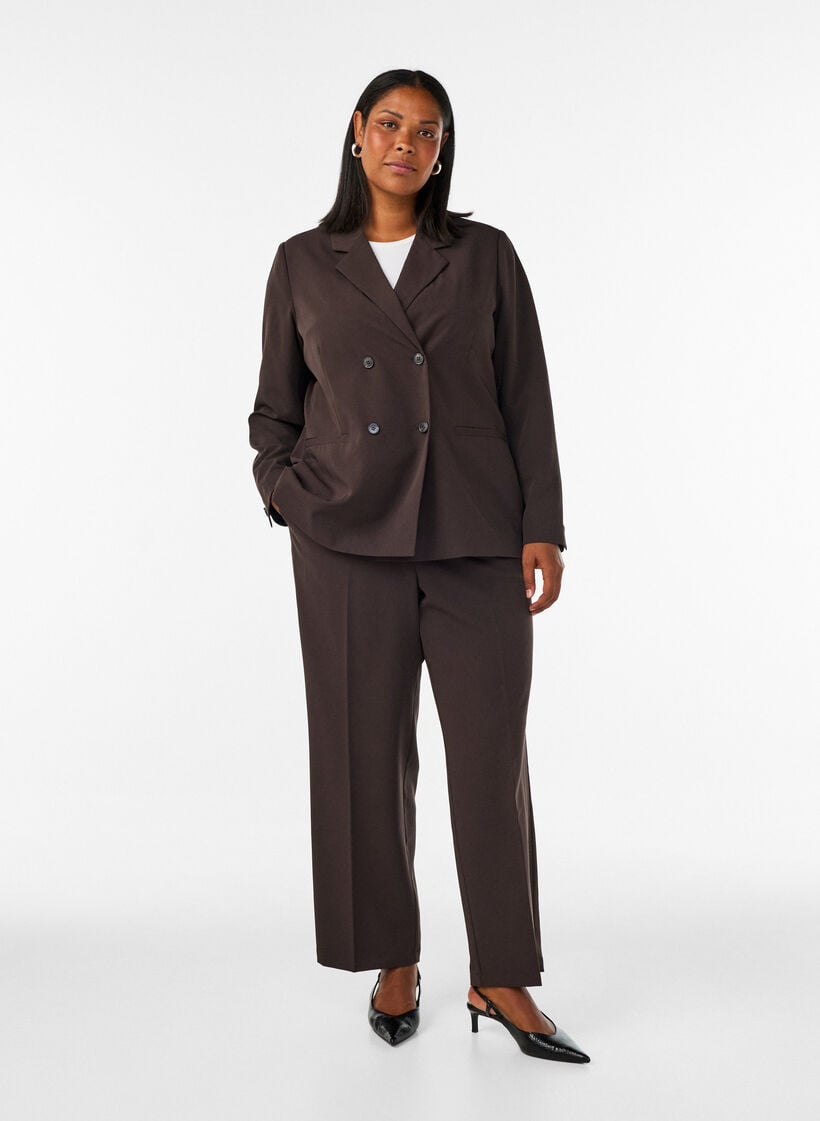 Double-breasted blazer met een losse pasvorm, Bruin, Model image number 1