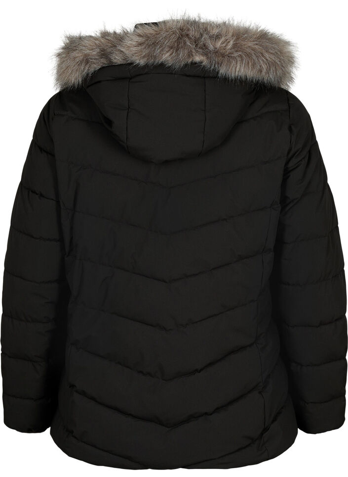 Kort pufferjack met capuchon, Zwart, Packshot image number 1