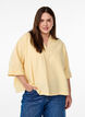 Losse blouse met kraag en 1/2 mouwen, Geel, Model image number 0