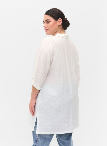 Lange blouse met 3/4 mouwen, Bright White, Model image number 1