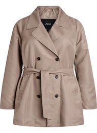 Korte trenchcoat met riem, Grijs