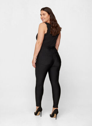 Glanzende legging met achterzakken en hoge taille, Black, Model image number 1