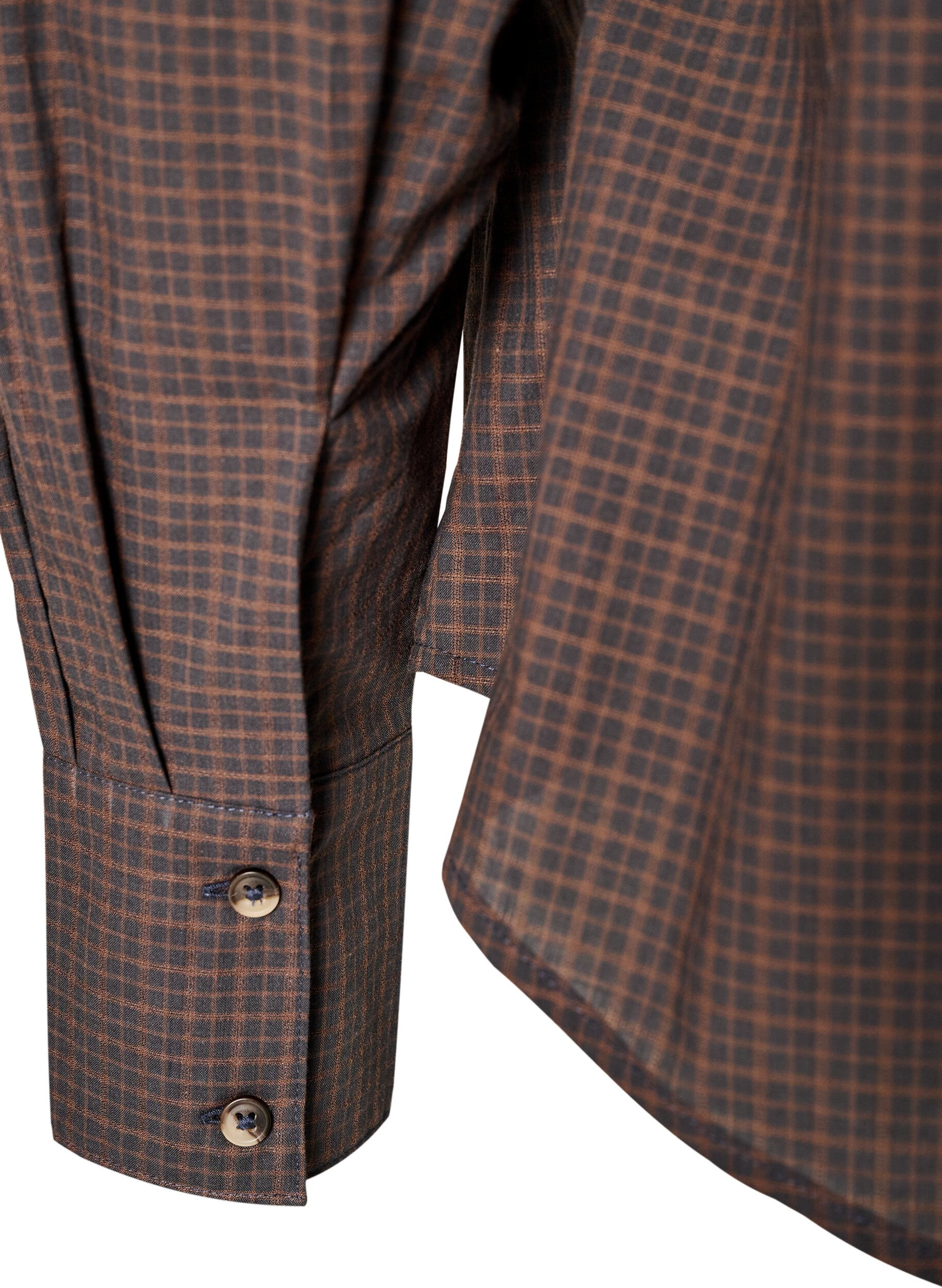 ZizziKatoenen overhemd met ruitpatroon, Bruin, Packshot image number 4
