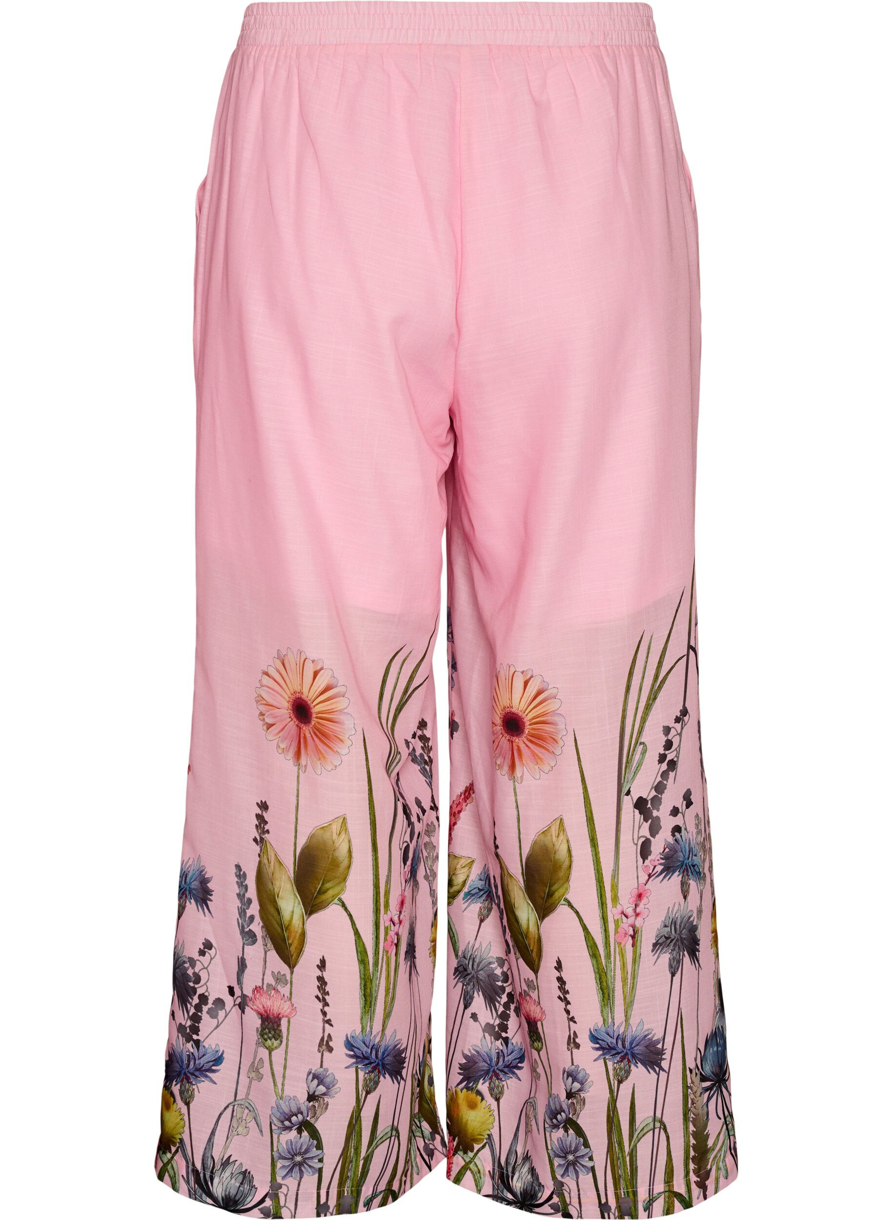 Zizzi Broek met bloemenprint en wijde pijpen, Roze, Packshot image number 1