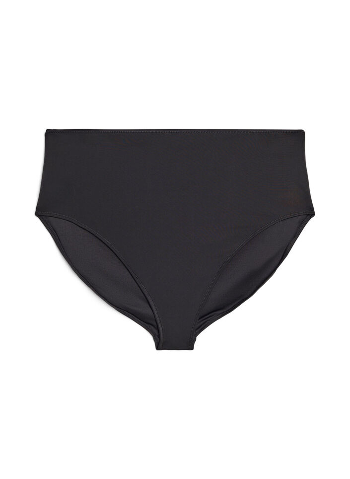 Solidkleurige high-waist bikinibroekje, Zwart, Packshot image number 0