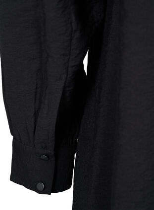Lange blouse in effen kleur en viscosemix, Black, Packshot image number 3
