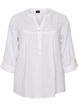 Blouse in katoenen mousseline met broderie anglaise, Wit, Packshot image number 0