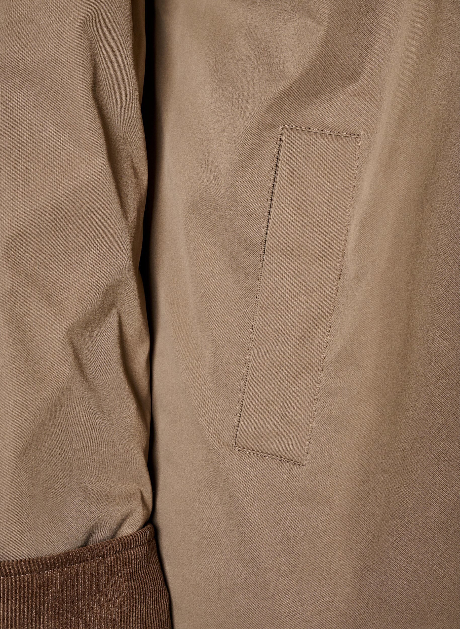 ZizziLicht gewatteerde jas met een corduroy kraag, Bruin, Packshot image number 3