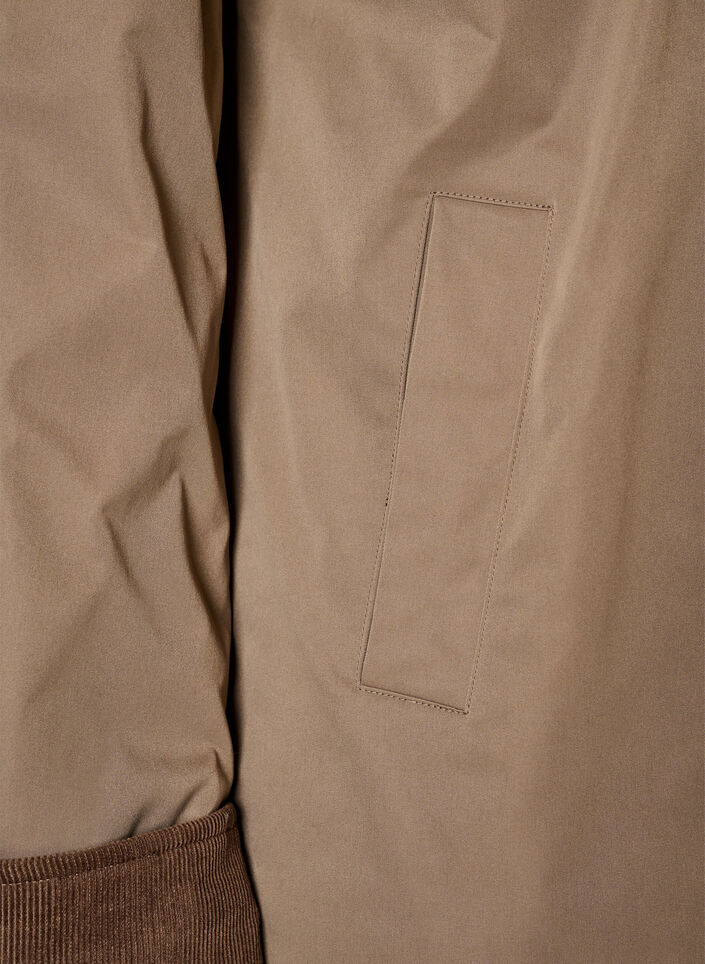 Licht gewatteerde jas met een corduroy kraag, Bruin, Packshot image number 3