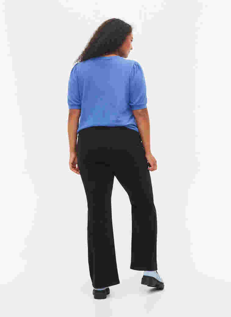 Flared jeans met extra hoge taille, Black, Model image number 1