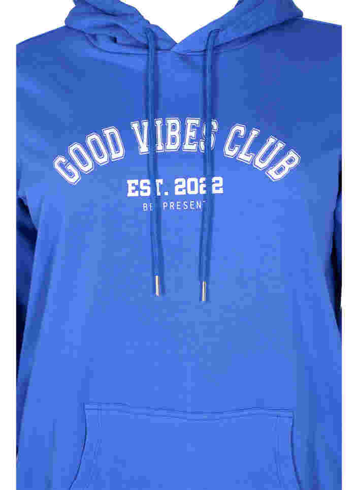 Sweatshirt met tekstopdruk en capuchon, Dazzling Blue, Packshot image number 2