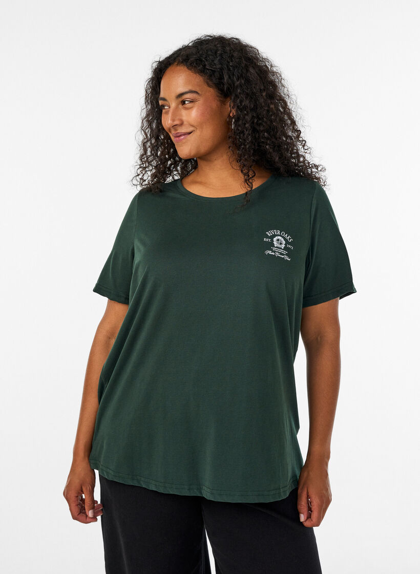 T-shirt met print, Groen, Model image number 0