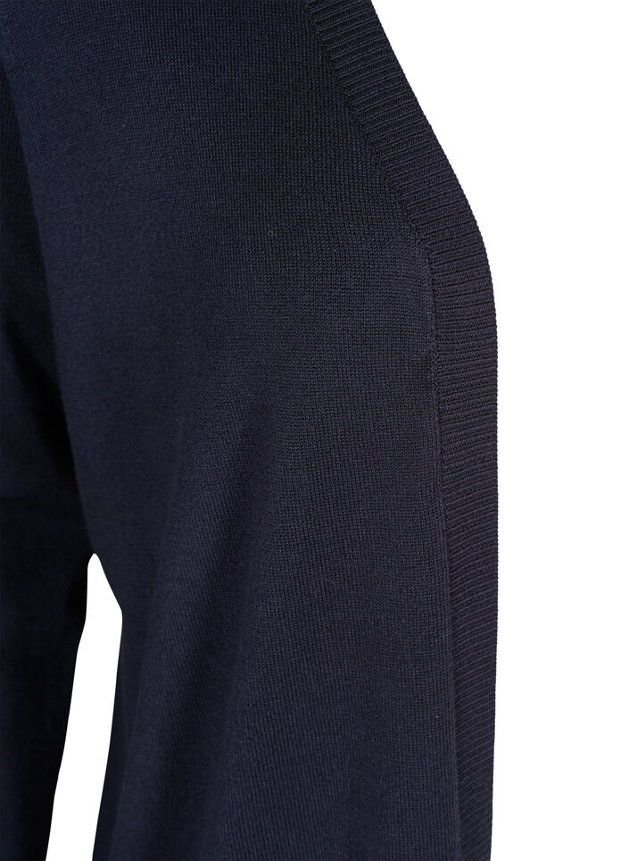 Lang gebreid vest in viscosemix, Blauw, Packshot image number 2