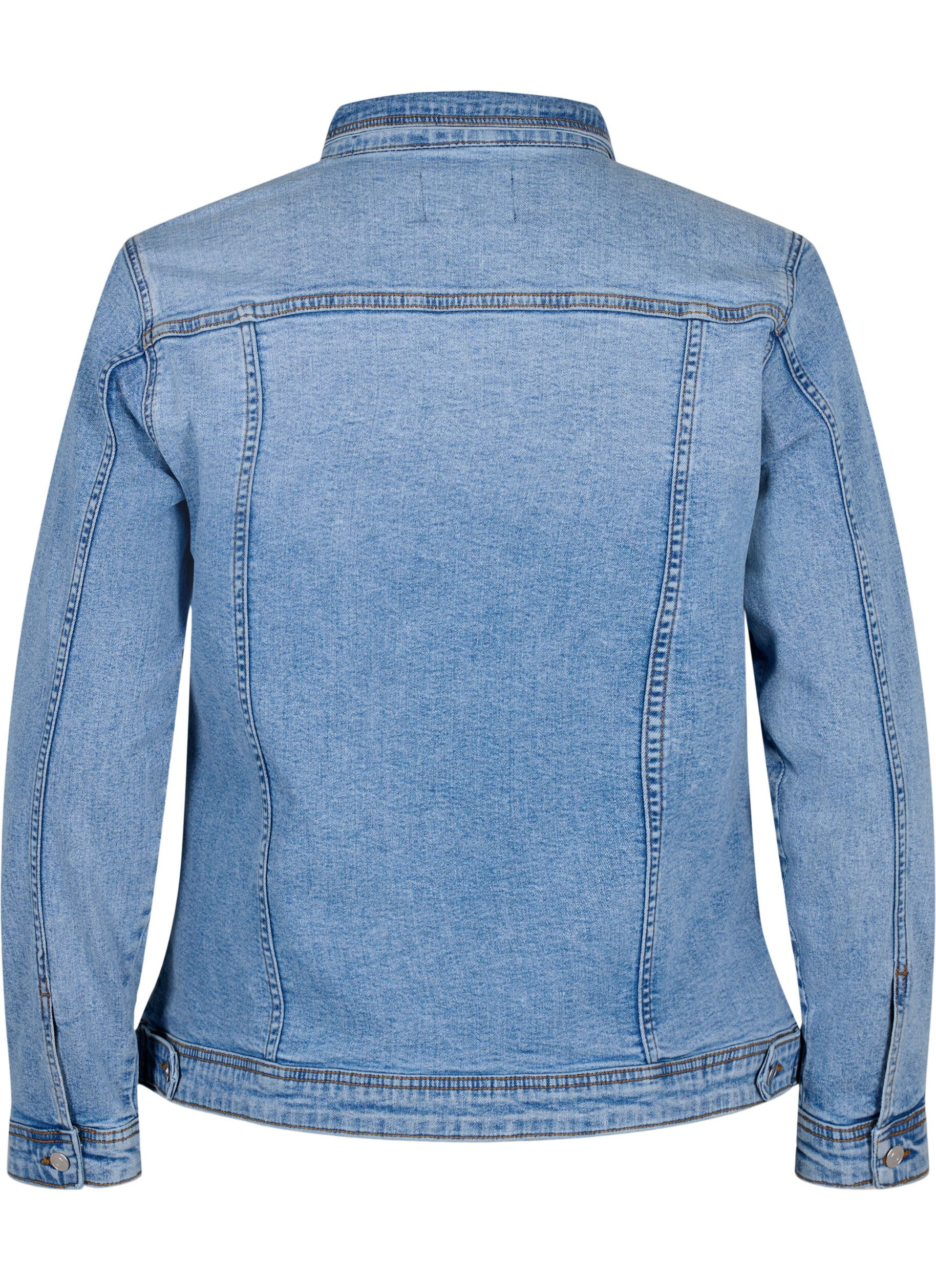 Zizzi Kort katoenen spijkerjasje, Light blue denim, Packshot image number 1