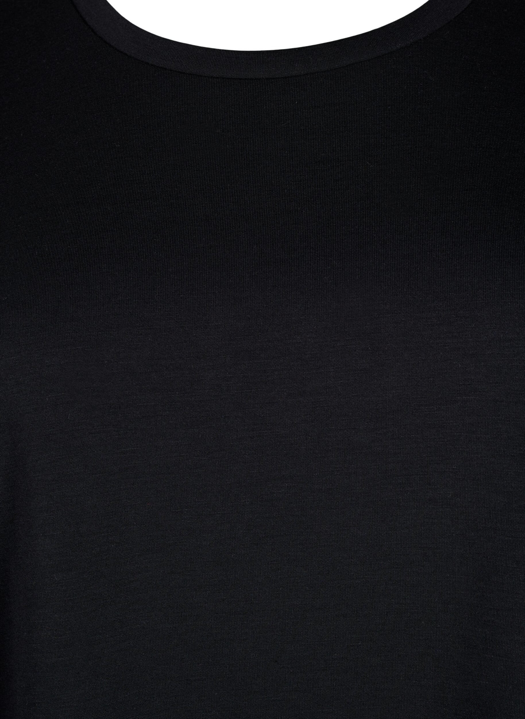 Zizzi T-shirt in modalmix, Zwart, Packshot image number 2