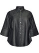 Denimshirt met glitterdraad en 3/4-mouwen, Grijs, Packshot image number 0