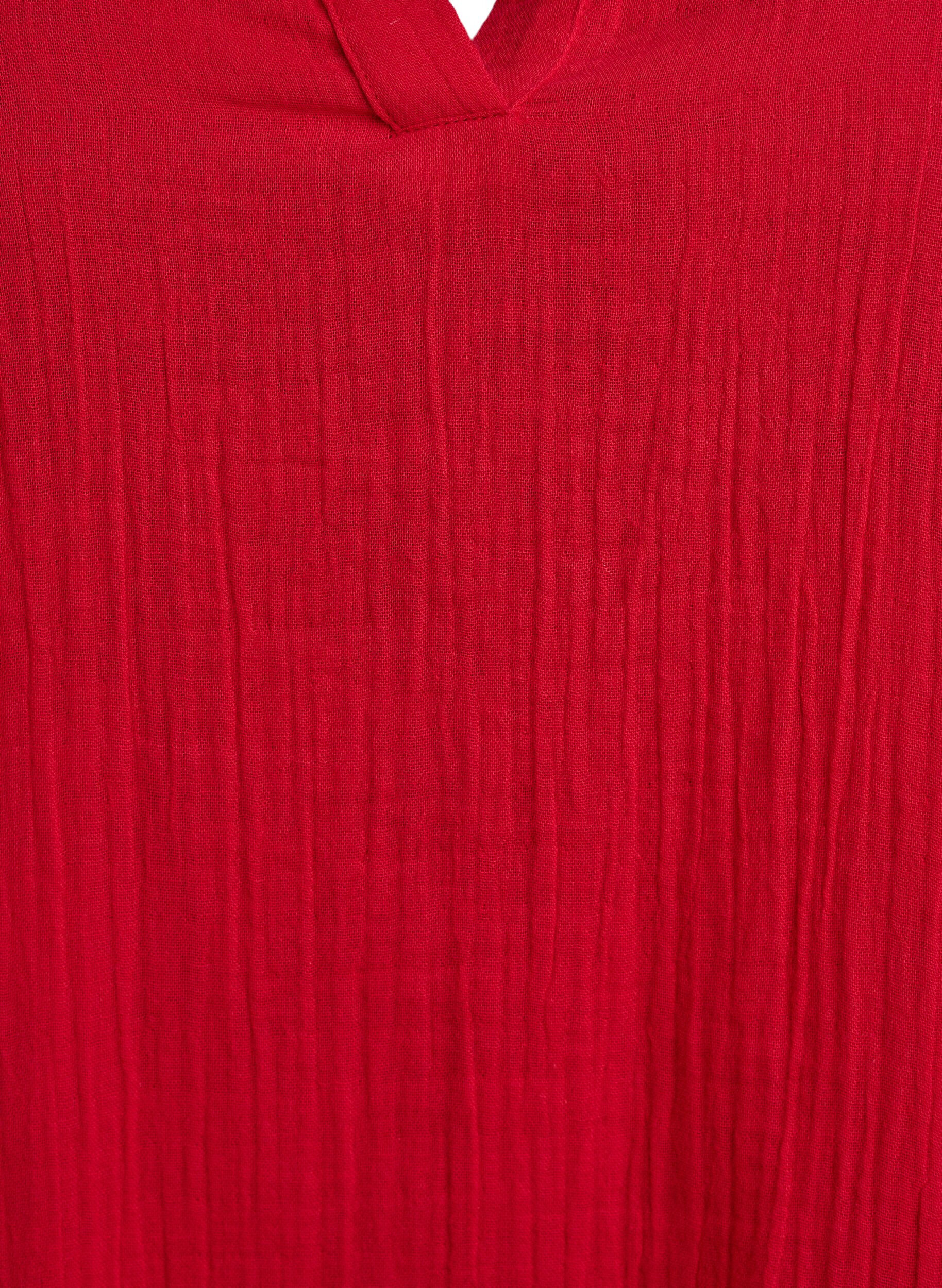 Zizzi Korte A-lijn jurk in katoenen mousseline, Rood, Packshot image number 2