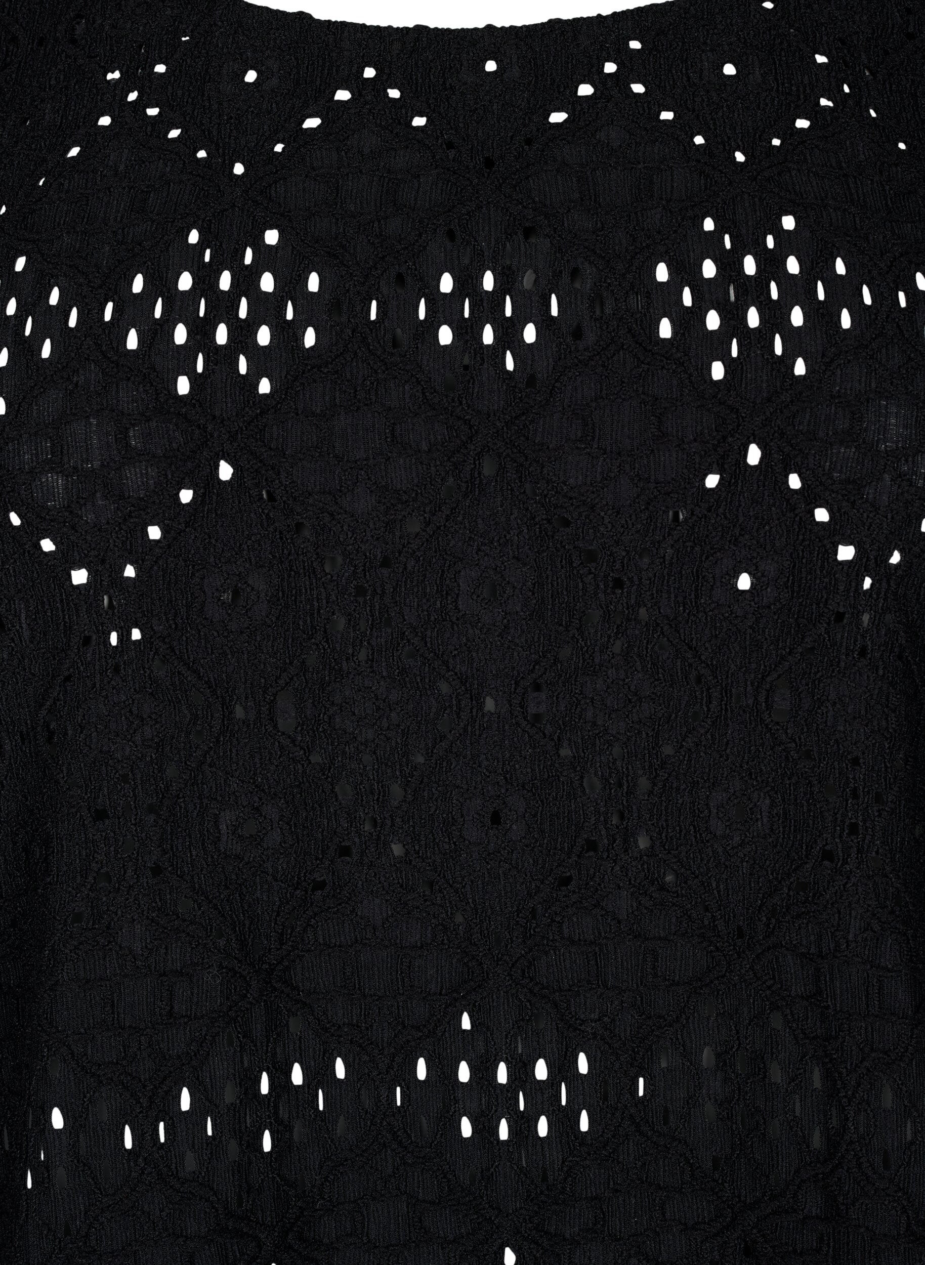 Zizzi Blouse met korte mouwen en patroon met kant, Black, Packshot image number 2