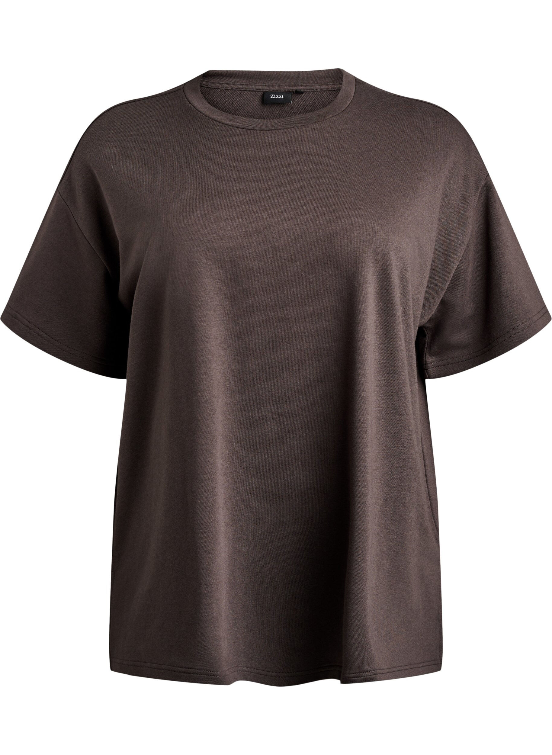 Zizzi Oversized sweat T-shirt met korte mouwen, Bruin, Packshot image number 0