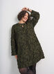 Jurk met franjes en textuur, Groen, Model image number 0