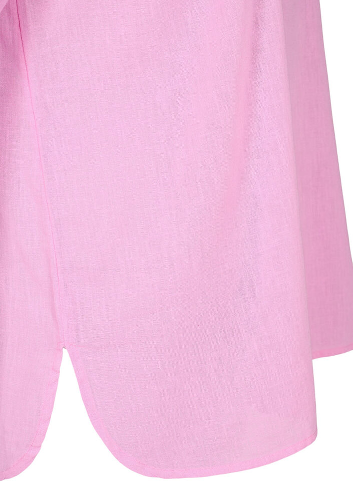 Overhemdblouse met knoopsluiting in katoen-linnen mix, Begonia Pink, Packshot image number 3