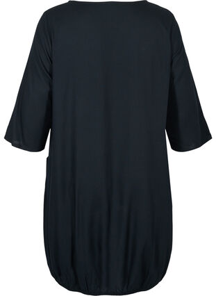 Viscose jurk met 3/4 mouwen, Black , Packshot image number 1