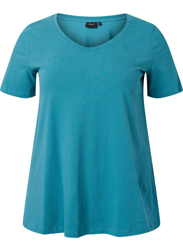 Basic t-shirt in effen kleur met katoen, Brittany Blue, Packshot image number 0
