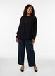 Viscose blouse met een ruchekraag, Zwart, Model image number 1
