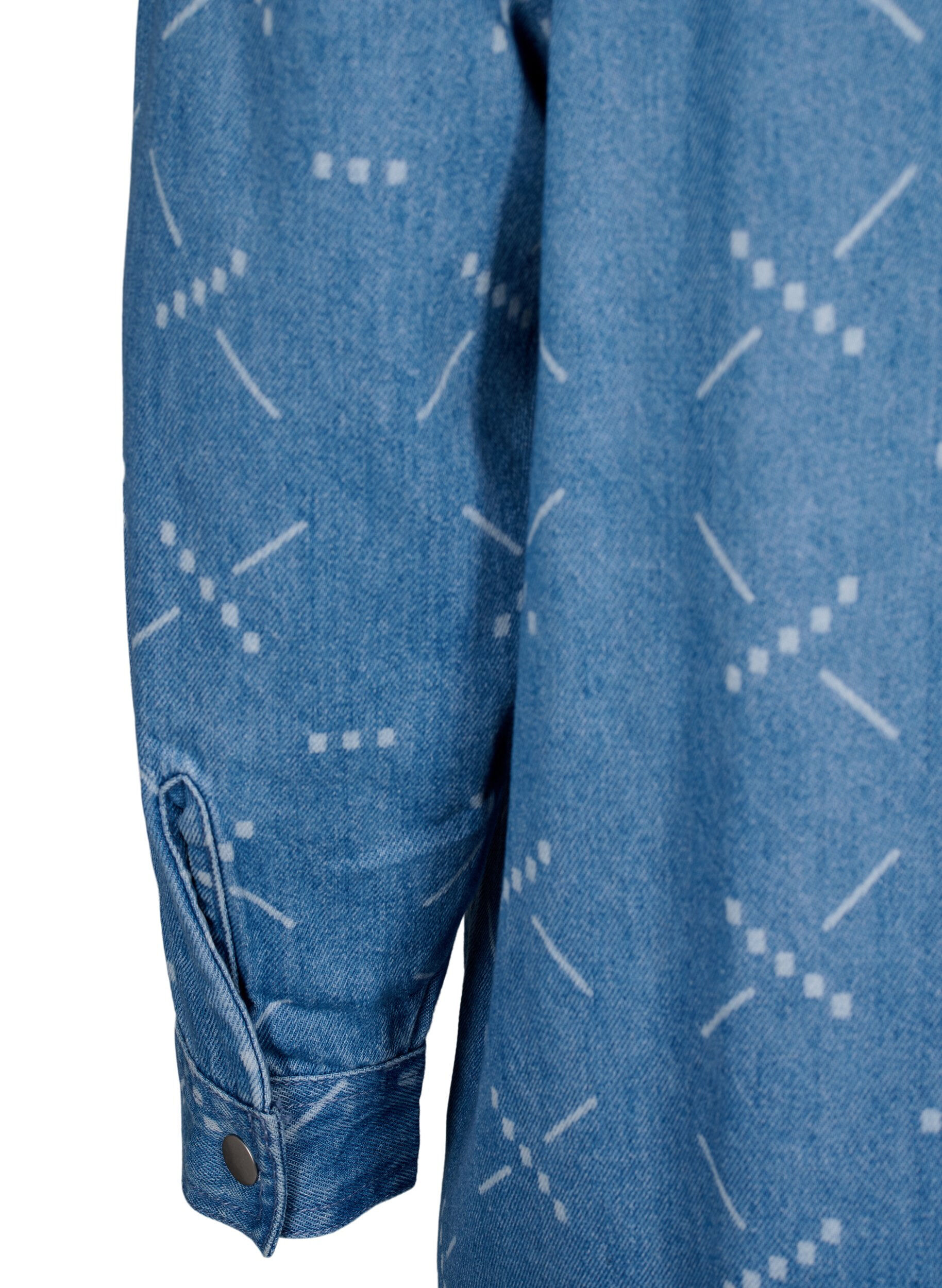 Zizzi Losvallend spijkerjasje met patroon, Light blue denim, Packshot image number 3