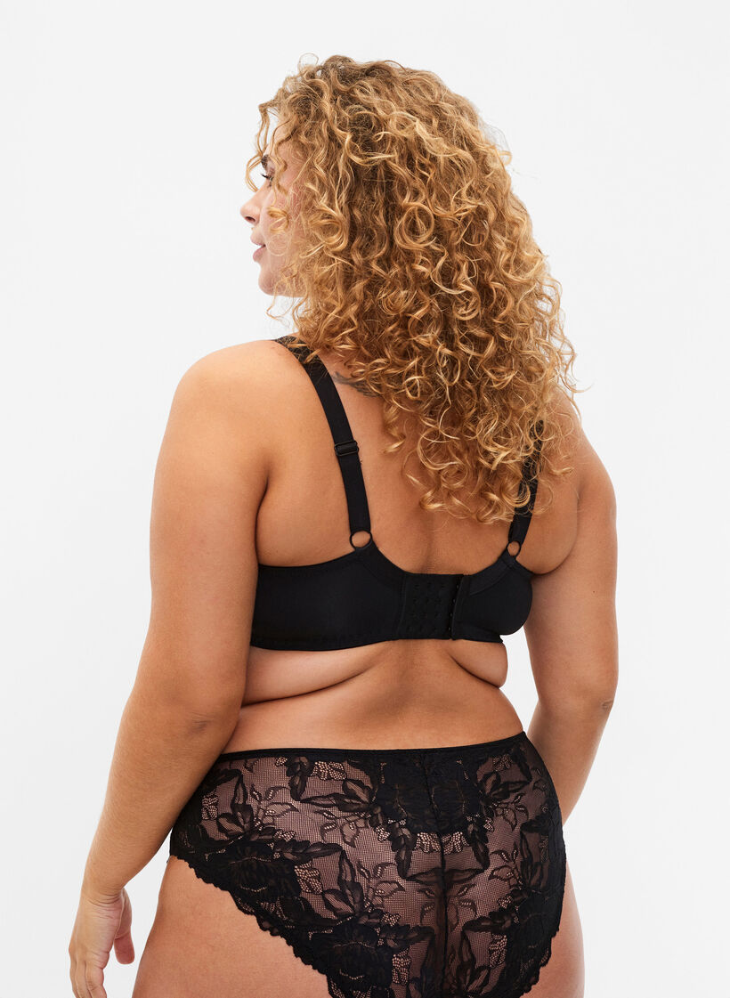 Gevulde beha met kant en koord, Black, Model image number 1