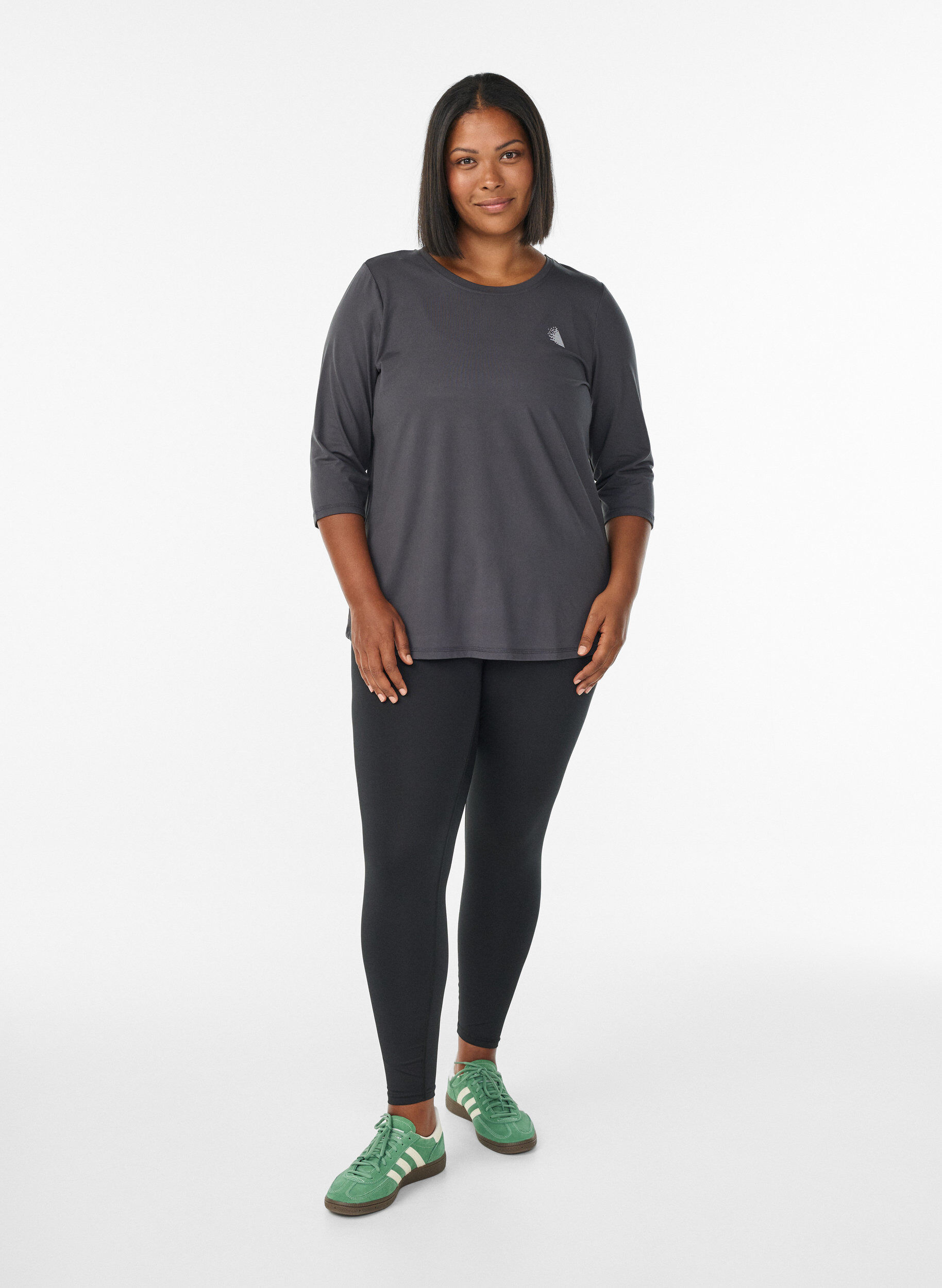Zizzi Training blouse met 3/4 mouwen, Grijs, Model image number 1