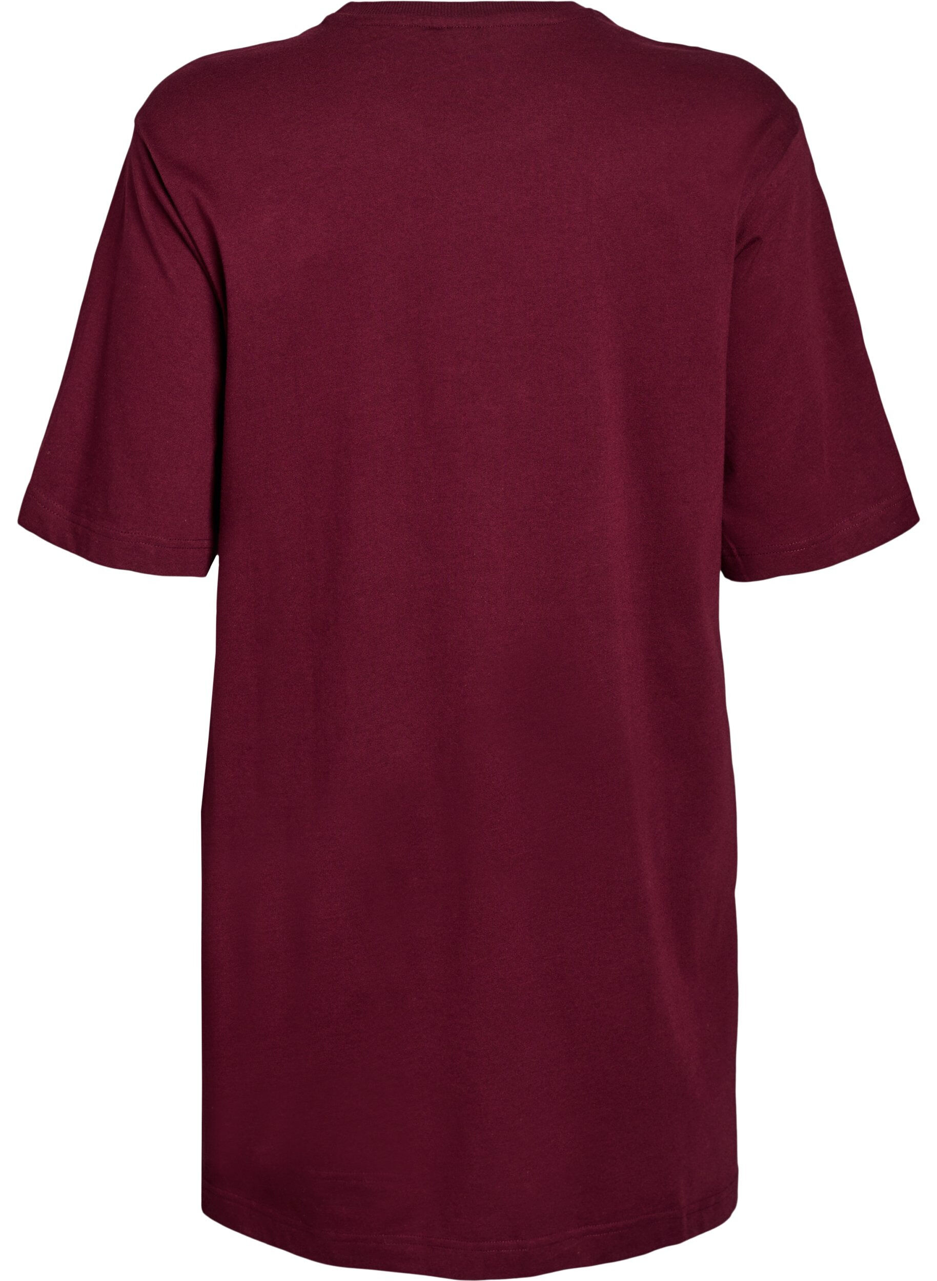 Zizzi Knielange katoenen T-shirtjurk, Rood, Packshot image number 1
