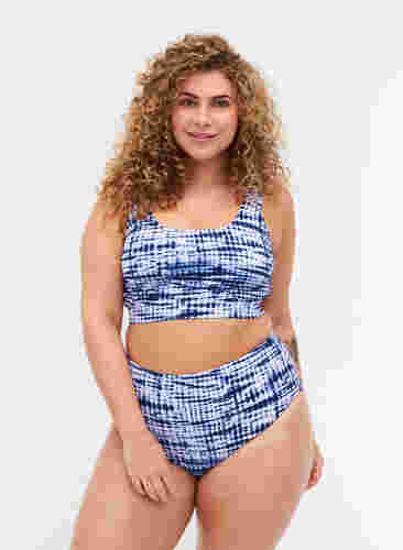 Bikinibroekje met hoge taille en print, Tie Dye Print, Model image number 0