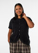 Gebreide spencer met kanten rand, Zwart, Model image number 0