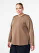 Jersey blouse met ronde hals, Bruin, Model image number 0