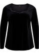 Velours blouse met lange mouwen, Black, Packshot image number 0