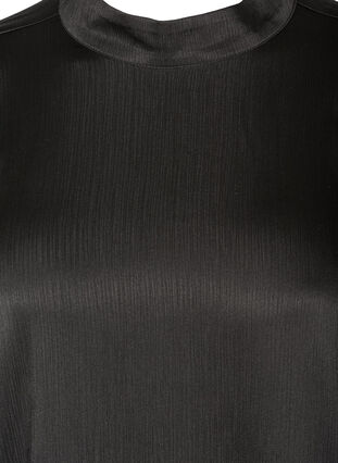 Glanzende top met lange pofmouwen, Black, Packshot image number 2