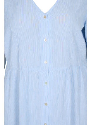 Gestreepte blouse jurk in katoen, Blue Stripe, Packshot image number 2
