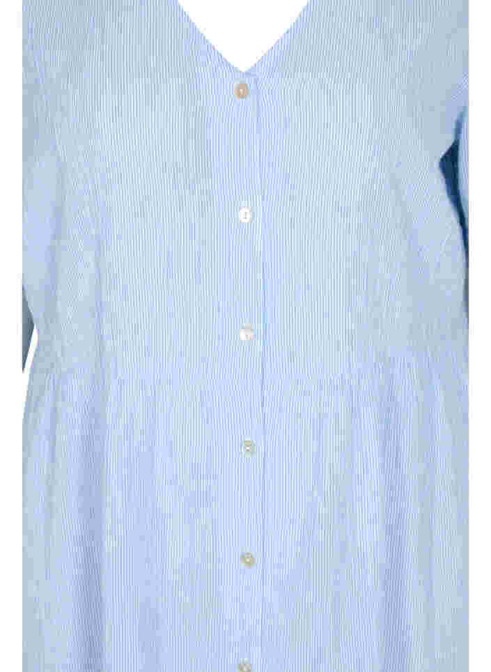 Gestreepte blouse jurk in katoen, Blue Stripe, Packshot image number 2