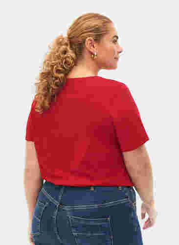 Set van 2 basic t-shirts in katoen, Tango Red/Black, Model image number 1