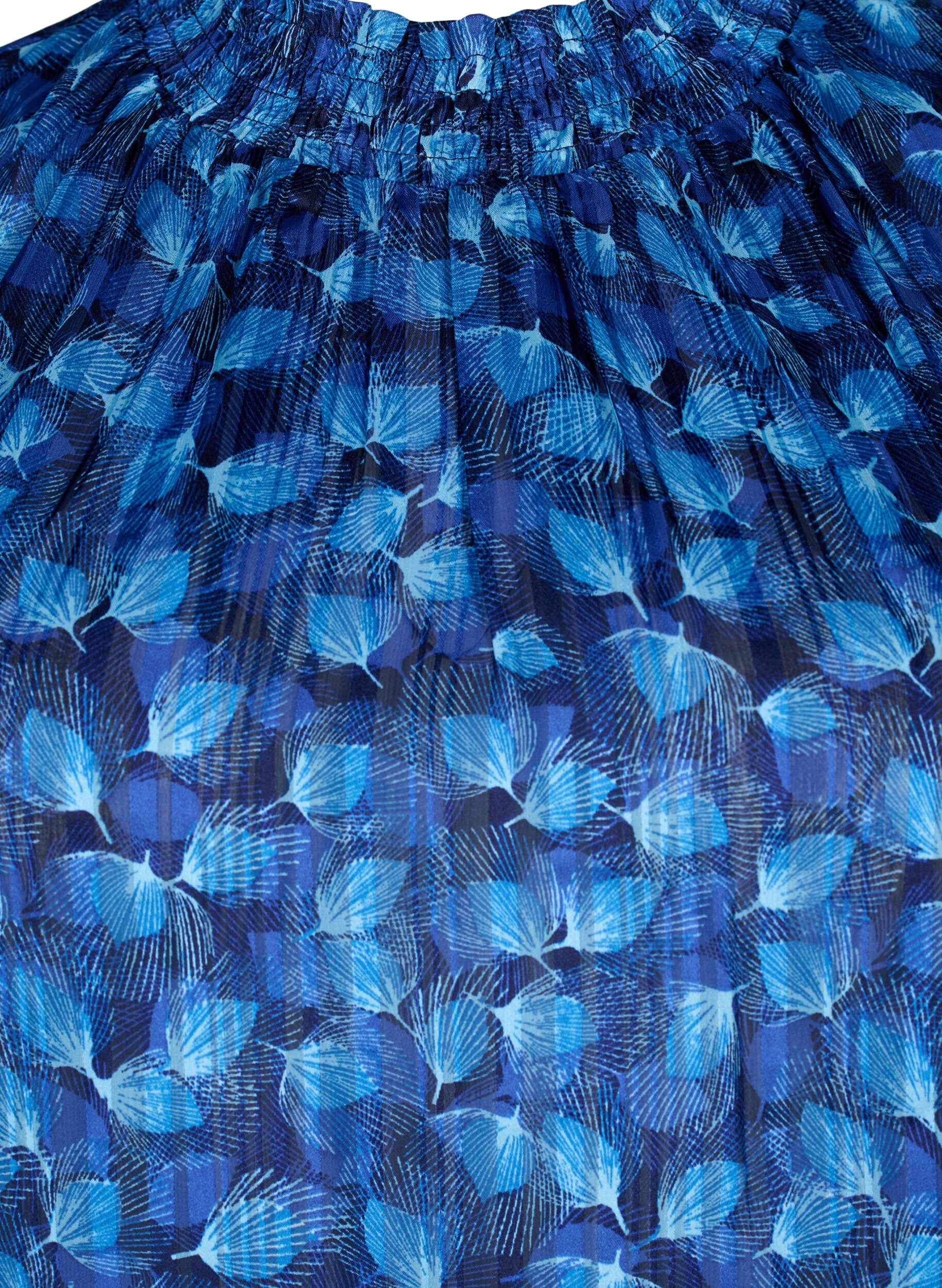 Zizzi  Smock-blouse met korte mouwen en print, Navy Blazer Leaf AOP, Packshot image number 2