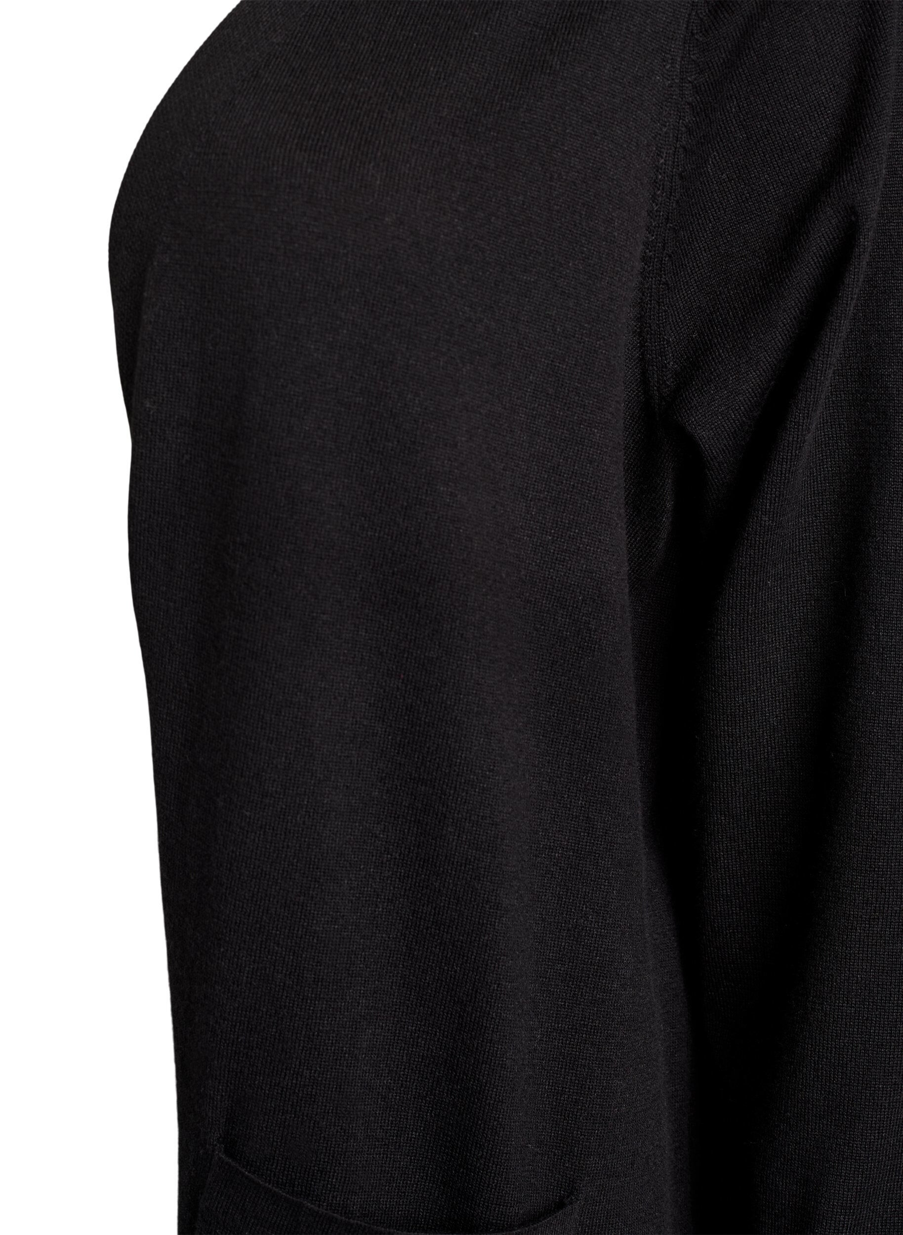 ZizziLang, open vest met zakken, Zwart, Packshot image number 2