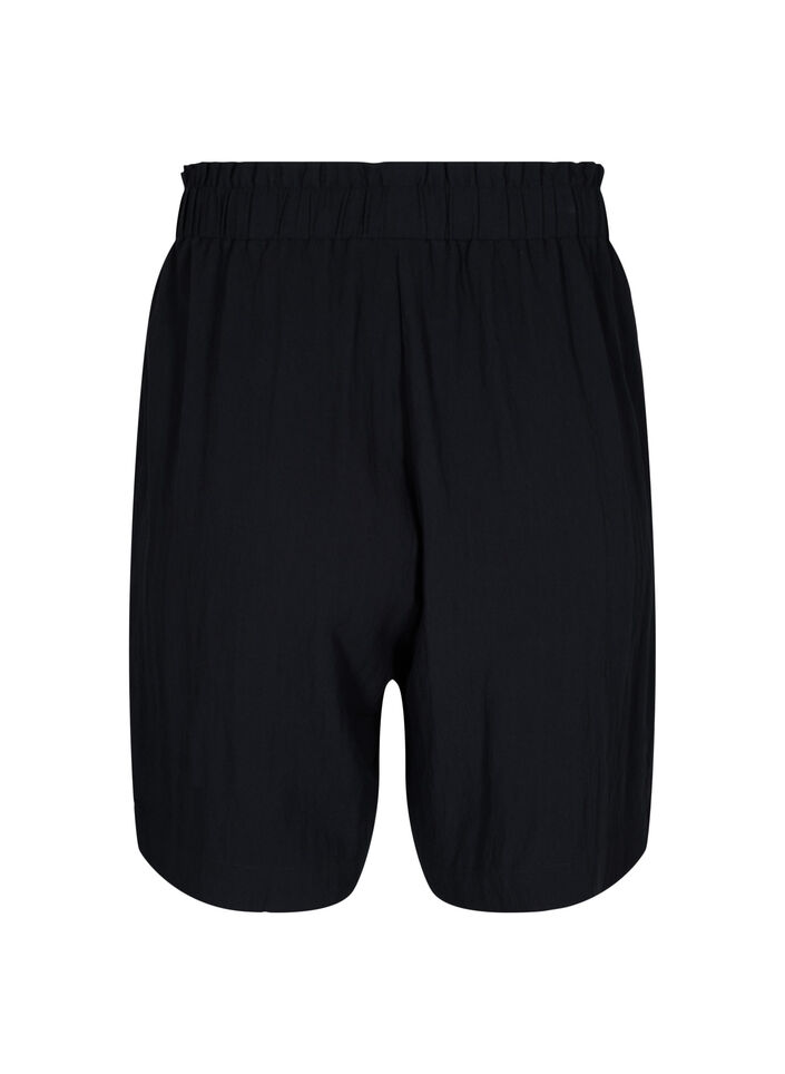 Losse shorts van viscose, Black, Packshot image number 1