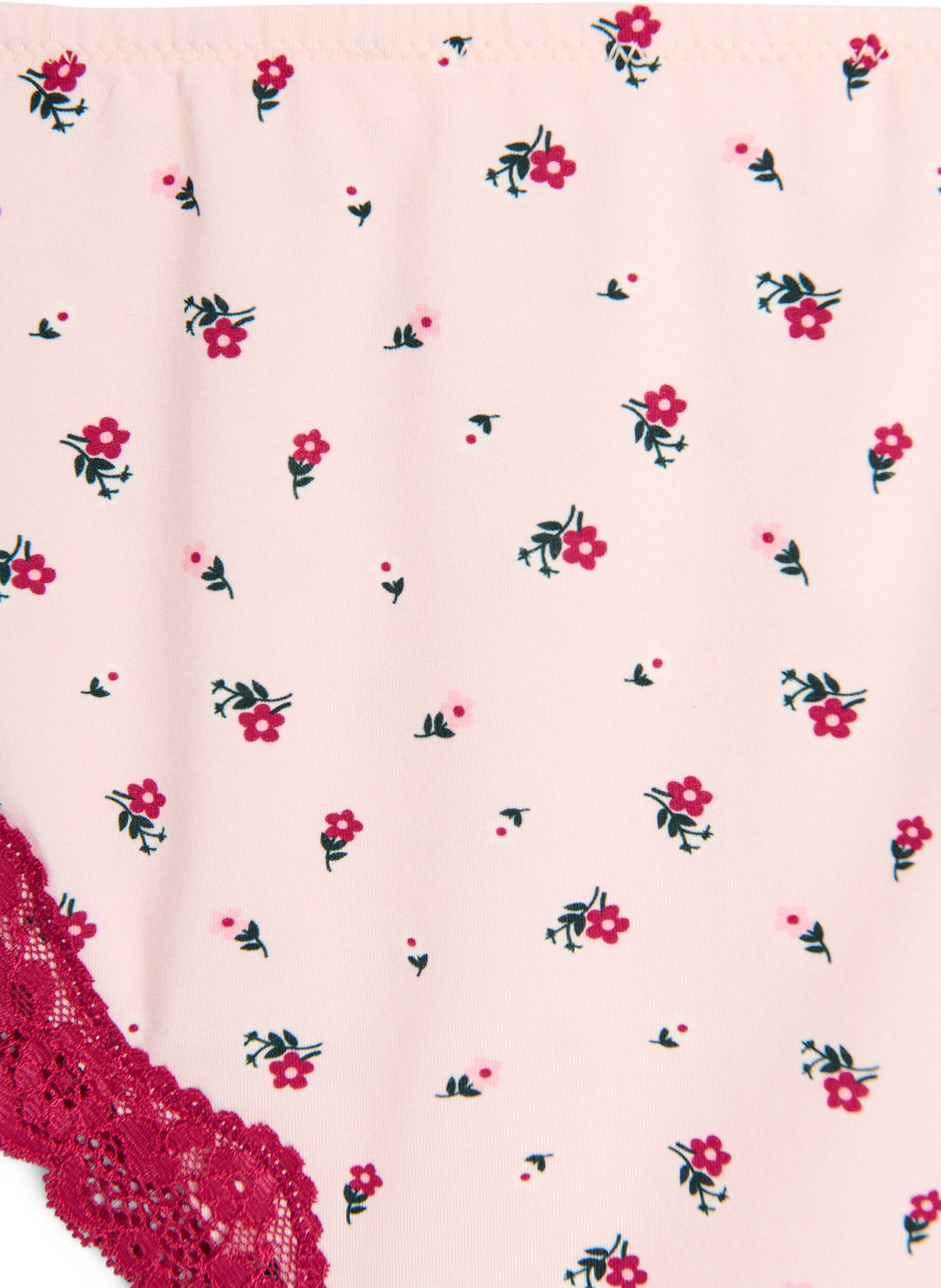 ZizziBrazilian slip met bloemenprint en kant, Roze, Packshot image number 2