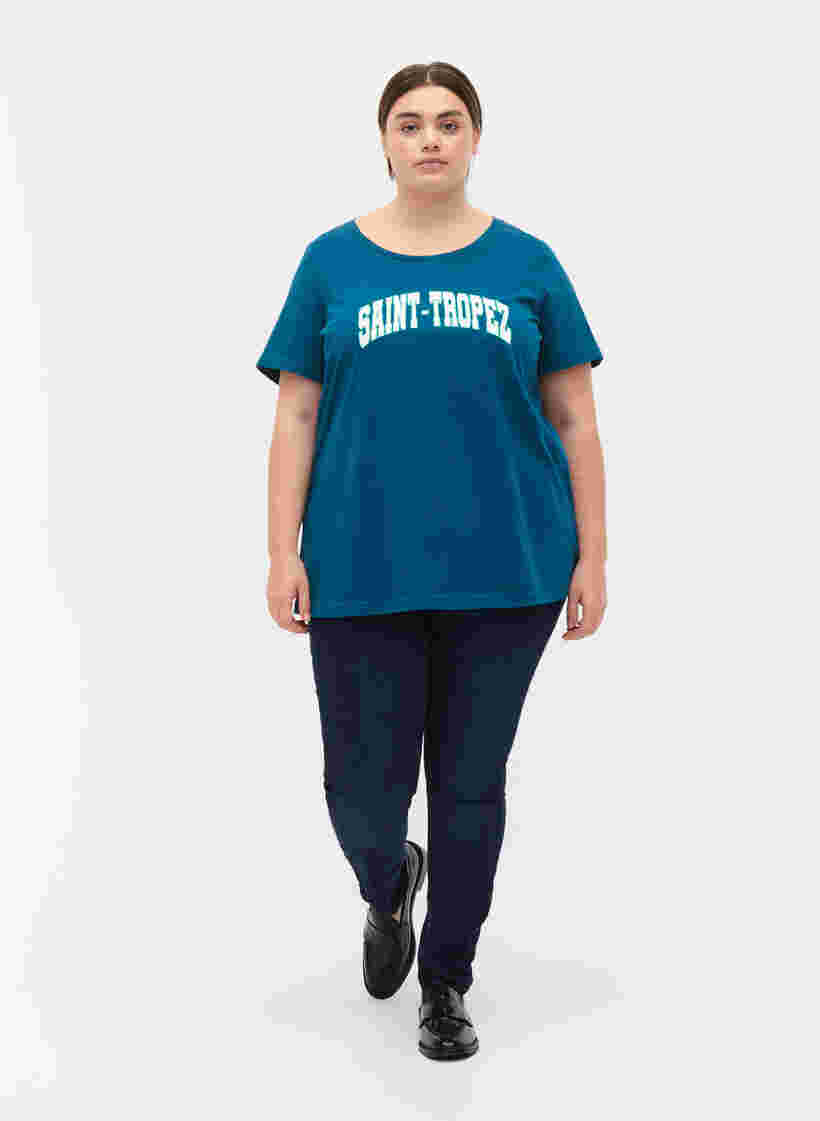 Katoenen t-shirt met printdetail, Blue Coral SAINT, Model image number 2