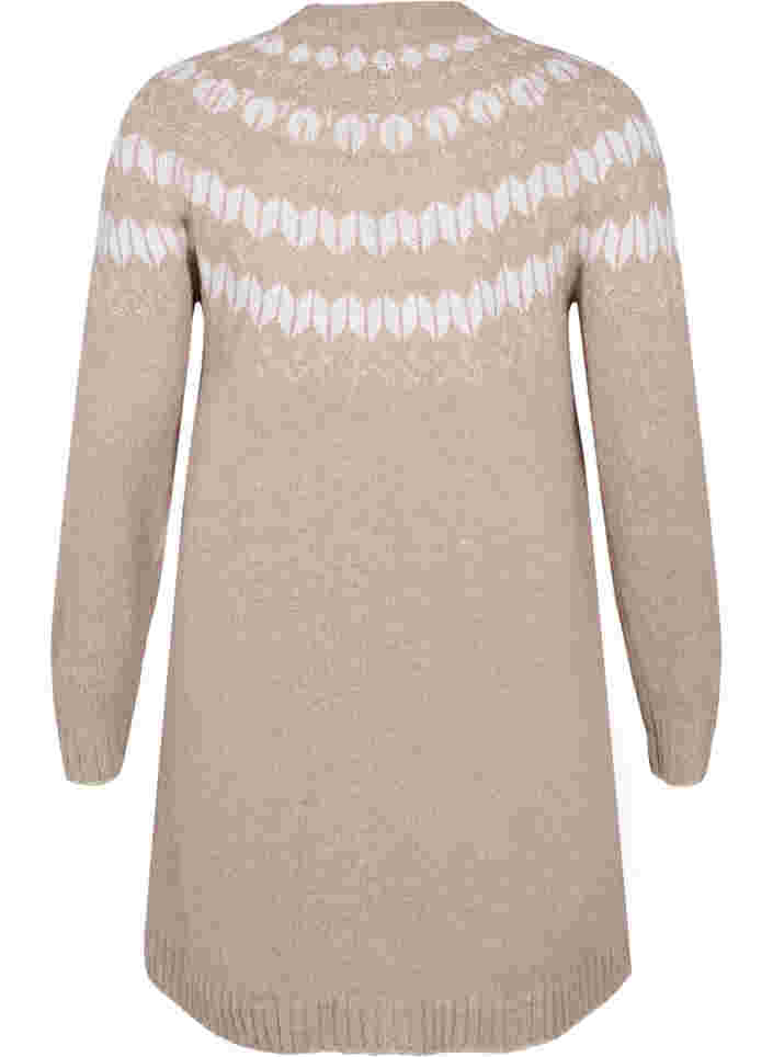 Gebreide jurk met motief en wol, Simply Taupe Comb, Packshot image number 1