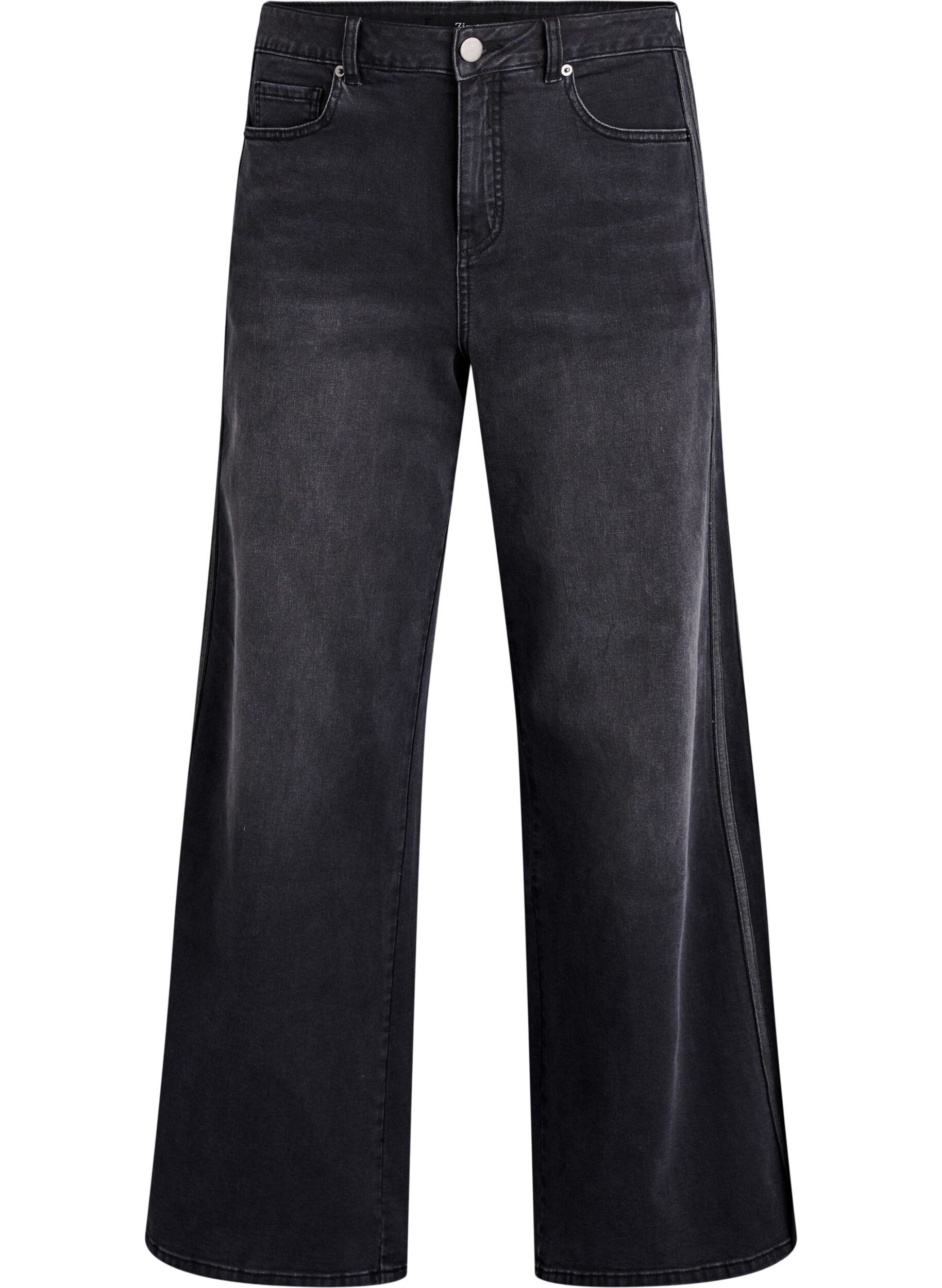 ZizziWide fit jeans met verticale denimdetails, Grijs, Packshot image number 0