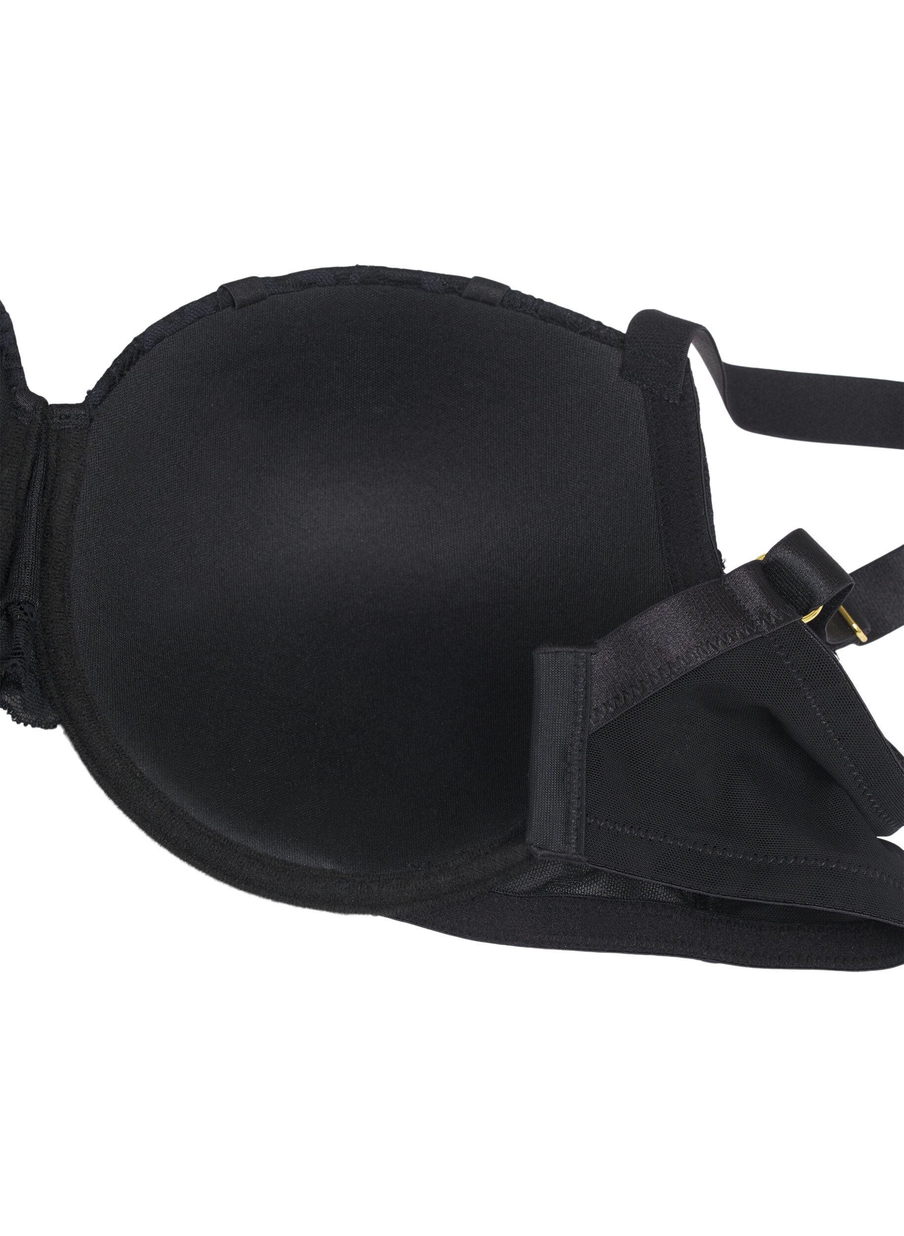 Zizzi Gevormde bh met strassdetails, Black, Packshot image number 3