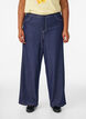 Denimlook broek met contrasterende stiksels, Blauw, Model image number 2